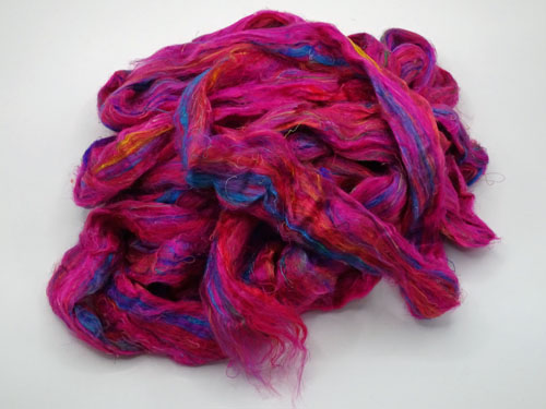 Sari Silk Roving - Hot Pink Fun-