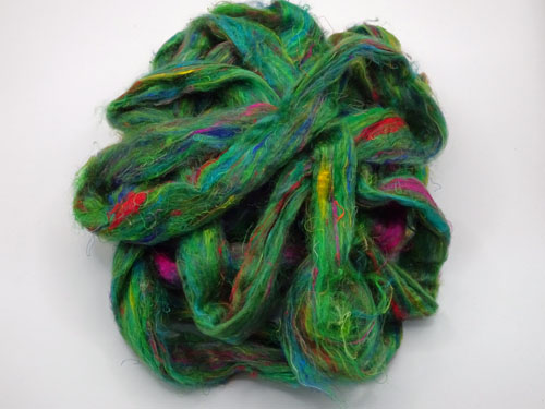 Sari Silk Roving - Technicolour Green-